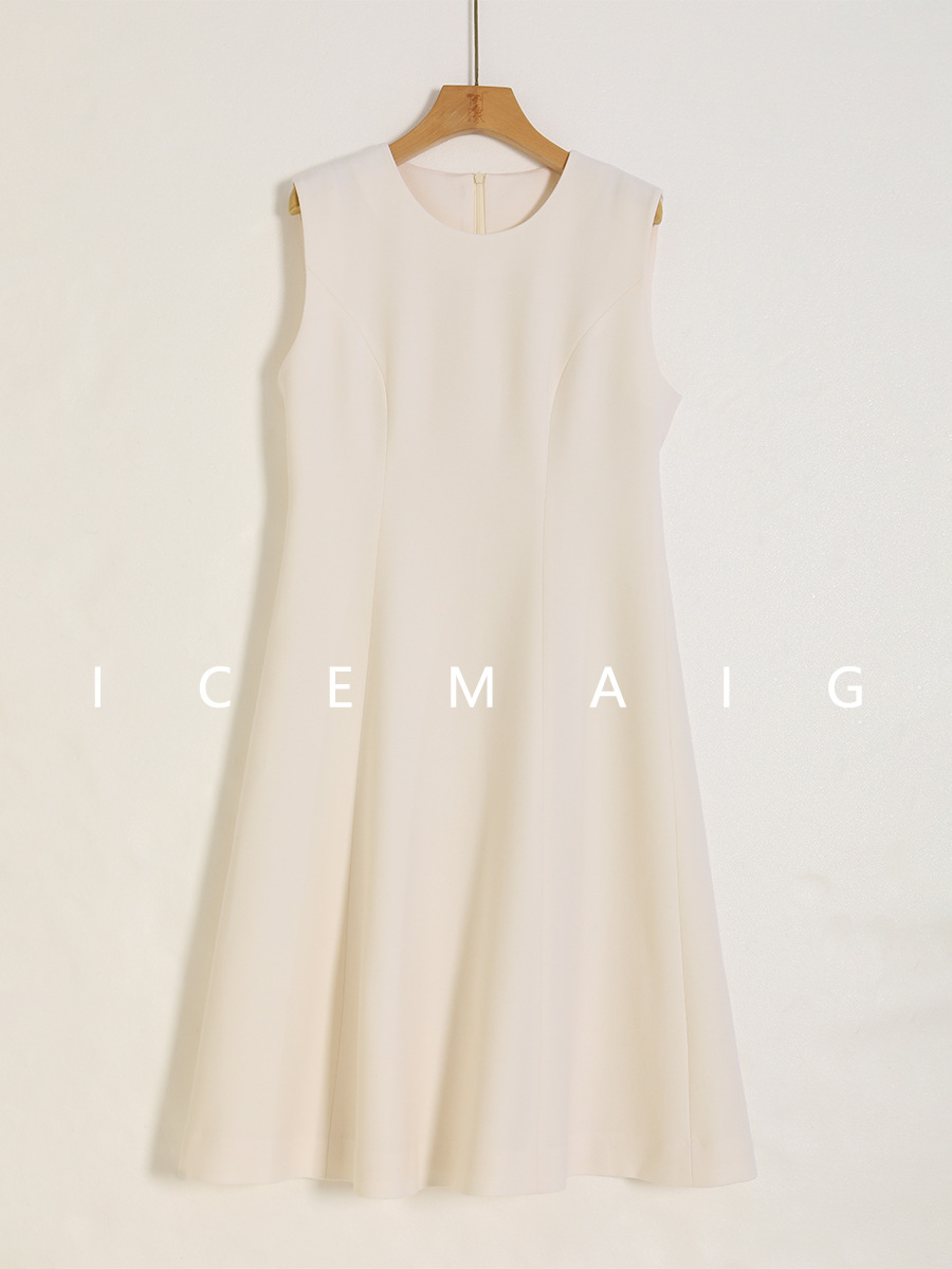 Dropshipping ROW Wind Full Wool Sundress 2024 Autumn/winter Round Neck Sleeveless Minimalist Dress Senior Style Dress C96